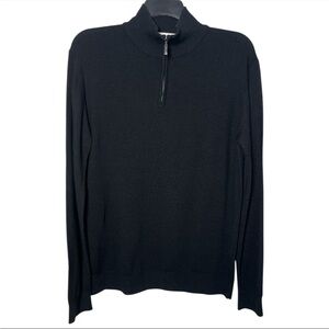 Pierre Balmain Men's Black 1/4 zip long sleeve black Merino Sweater size 50 EU
